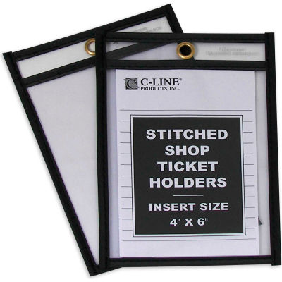 C-Line Products Shop Ticket Holders, Stitched, Both Sides Clear, 4 x 6, 25/BX