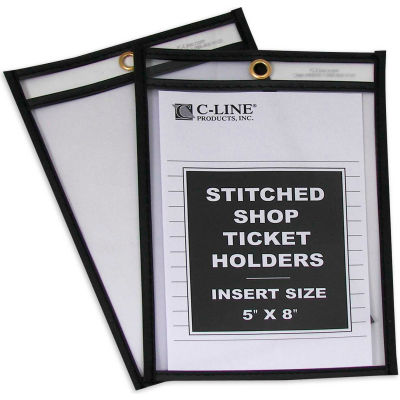 C-Line Products Shop Ticket Holders, Stitched, Both Sides Clear, 5 x 8, 25/BX