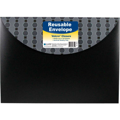 C-Line Products Poly XL Enveloppes réutilisables, Fermeture Hope & Loop, 11"L x 8-1/2"H, Noir, 36/Pack