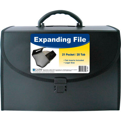 C-Line produits 21-Pocket taille légale en développant le fichier avec poignée, noir, 1/EA