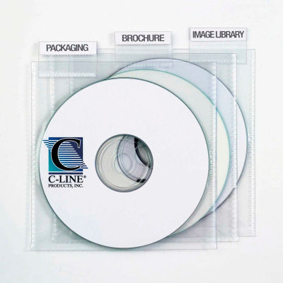 C-Line Products Individual CD/DVD Holders with Index Tabs, Clear, 9/PK - Pkg Qty 4