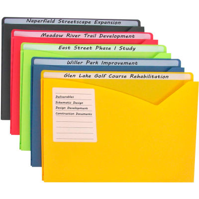 C-Line Products Write-on Poly File Jackets, Assorted, 11 X 8 1/2, 10/PK