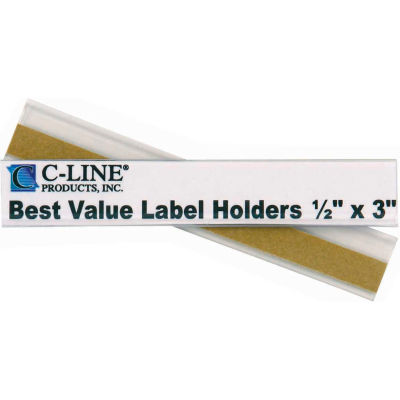 C-Line Products Peel & Stick Shelf/Bin Label Holders, 1/2 » x 3 », 50/Pack