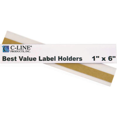 C-Line Products Peel & Stick Shelf/Bin Label Holders, 1"x 6 », 50/Pack