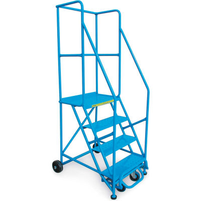 Canway 60 degrés Standard Slope Rolling Ladder, 13 step, 159 « H, Lock & Release, Mains courantes