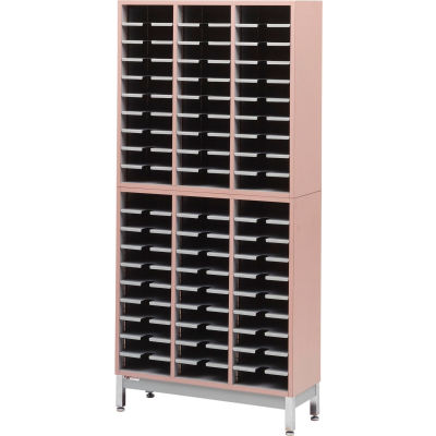 Letter Size Literature Rack, Sapelli Mahogany Laminate Top Black Finish