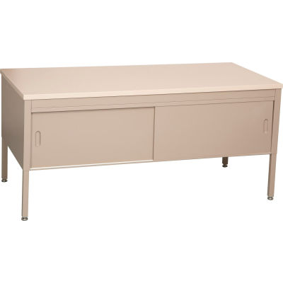24"W Machine Table w/ Doors, Regal Cherry Laminate Top Medium Gray Finish