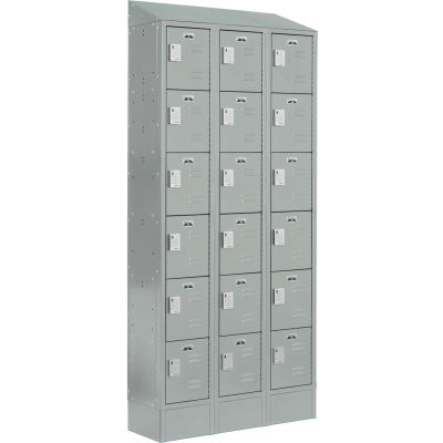 Digilock® LockUp 6-Tier 18 Door Locker avec porte à persiennes, 36 « L x 18 » P x 82 « H, gris, assemblé