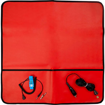 Kit de service sur le terrain Desco Trustat, rouge, 2 poches, 24 » x 24 »