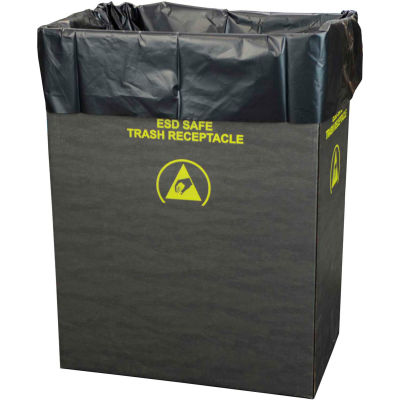 2 Mil Static Dissipative Trash Can Liner, 10 Gallon, Noir, Pkg. Qty. 50 - 37820
