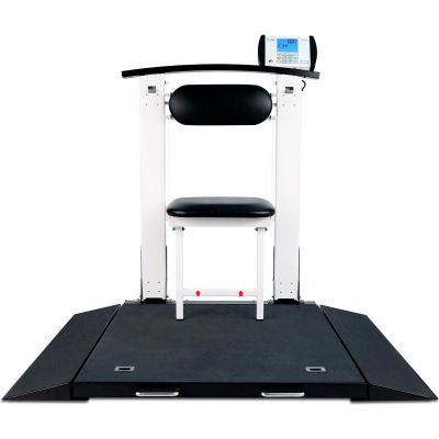 Pèse-personne numérique pour fauteuil roulant Detecto®, adaptateur secteur et BT/WiFi, 1000 lb. Cap., plate-forme de 32 po L x 36 po l
