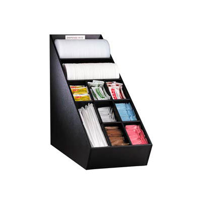 Dispense-Rite® couvercle de comptoir, paille & Condiment organisateur - Étroit, noir