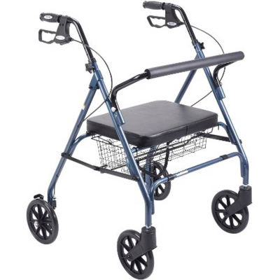 Heavy Duty bariatrique Rollator déambulateur avec grand siège rembourré, bleu