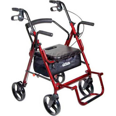 Drive Medical 795BU Duo Transport fauteuil chaise Rollator Walker, Bourgogne, roulettes 8"