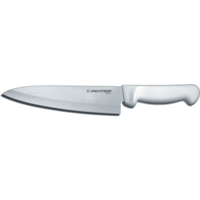 Dexter Russell 31600 - Couteau de cuisinier, acier à haute teneur en carbone, estampé, manche blanc, 8 « L
