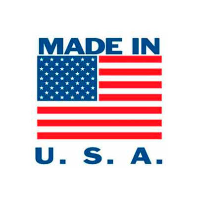 Étiquettes en papier avec impression « Made In USA », 4"L x 4"W, blanc / rouge / bleu, rouleau de 500