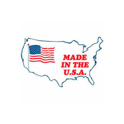 Étiquettes en papier avec impression « Made In The USA », 3"L x 2"W, blanc / rouge / bleu, rouleau de 500