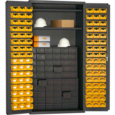 Petites pièces de Durham stockage meuble 501-DLP-60DR11-96-2S-95 - w/60 tiroirs, 96 petits casiers, étagères 2