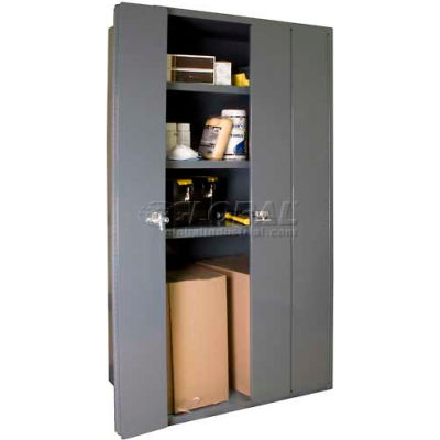 ® Armoire de rangement Durham HD avec 3 tablettes et porte pliante, calibre 14, 36 po L x 18 po P x 72 po H, gris