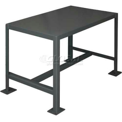 Durham Mfg. Table de machine stationnaire W / Étagère, Bord carré en acier, 24 « L x 18 « P x 24 « H, Gris