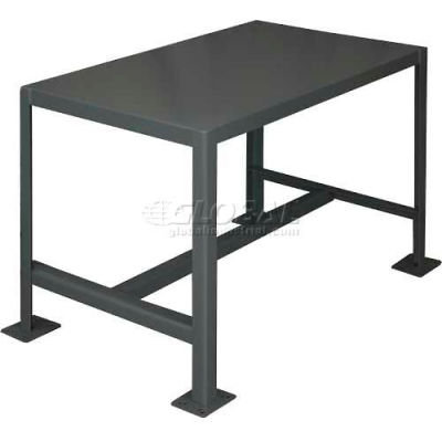 Durham Mfg. Table de machine stationnaire W / Étagère, Bord carré en acier, 36 « L x 24 « P x 36 « H, Gris