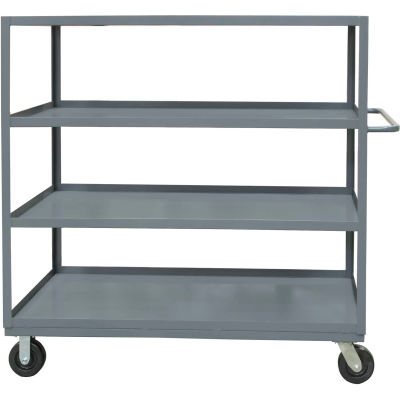 Durham Mfg® Stock Truck avec 4 étagères, 3000 lb Capacité, 60"L x 30"W Shelving, Gris