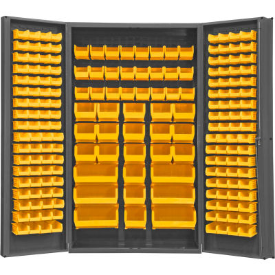 Stockage de Durham Bin Cabinet SJC-PDLB-192-95 - 192 jaunes velcro sur bacs 48" W x 24 H « D x 84"