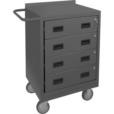 Durham 2202-95 Mobile Drawer Bench with 4 Drawers 24"W x 18"D x 36-1/2"H - Gray
