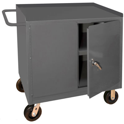 Durham 3100-95 Mobile Bench Cabinet with 1 Shelf 42-1/8"W x 24-1/4"D x 37-3/4"H - Gray