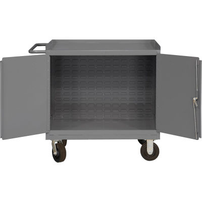 Durham 3100-BLP-95 36"W x 24"D Mobile Bench Cabinet - No Bins, Gray