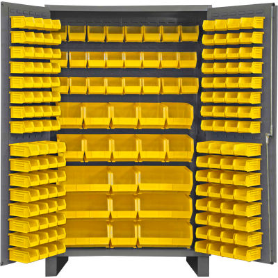 Durham Storage Bin Cabinet JC-171-95 - 171 jaunes Velcro sur bacs 48" W x 24 H « D x 78"