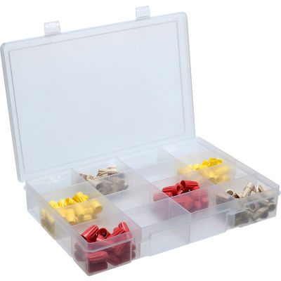 Grand compartiment plastique Durham Box LP16-CLEAR - 16 compartiments, 13-1/8 x 9 x 2-5/16 - Qté par paquet : 5
