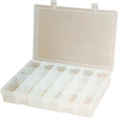 Grand compartiment plastique Durham Box LP18-CLEAR - 18 compartiments, 13-1/8 x 9 x 2-5/16 - Qté par paquet : 5