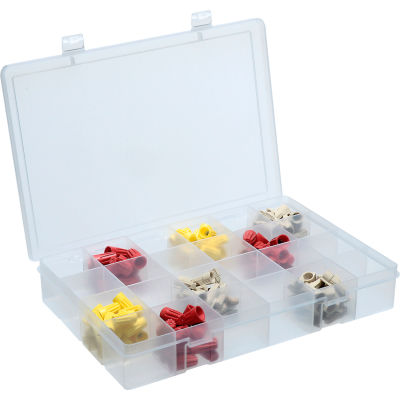 Durham Large Plastic Compartment Box LP24-CLEAR - 24 Compartments, 13-1/8x9x2-5/16 - Pkg Qty 5