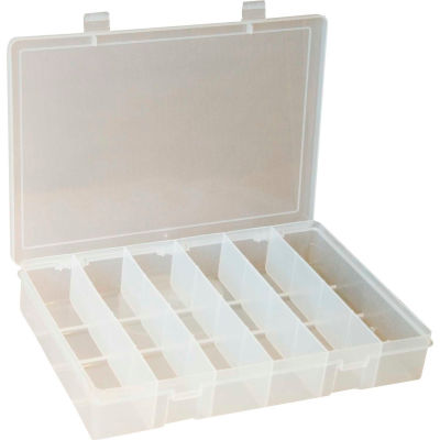 Durham Small Plastic Compartment Box SP6-CLEAR - 6 Compartment 10-13/16"L x 6-3/4"W x 1-3/4"H - Pkg Qty 10