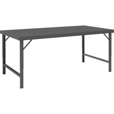 Durham WBF-4896-95 96"W x 48"D Folding Leg Workbench - Steel Square Edge, Gray