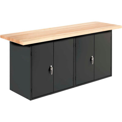 Diversified Spaces Wall, Island Workbench, 2 Cabinets, 72"W x 24"D, Black