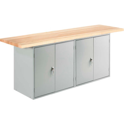 Diversified Spaces Wall, Island Workbench, 2 Cabinets, 96"W x 24"D, Gray