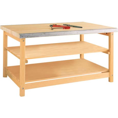 Diversified Spaces Woodworking Workbench W/ 2 Shelves, 390 Lb Capacity, 60"W x 40"D
