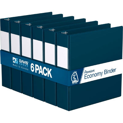 Classeur Davis Group Premium Economy Non-View, Contient 475 feuilles, Anneau en D de 2 po, Bleu marine, paquet de 6