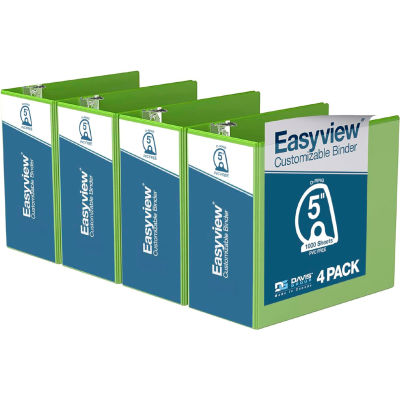 Classeur Davis Group Easyview® Premium View, peut contenir 1000 feuilles, anneau en D de 5 po, vert lime, paquet de 4