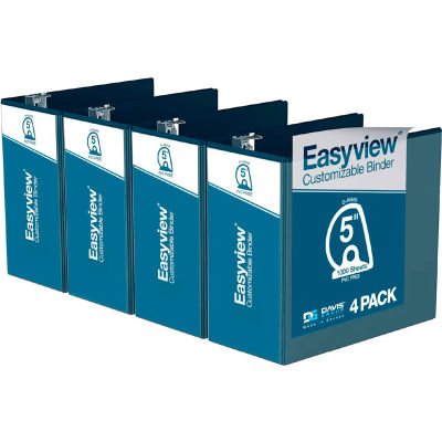 Classeur Easyview® Premium View de Davis Group, peut contenir 1000 feuilles, anneau en D de 5 po, bleu marine, paquet de 4