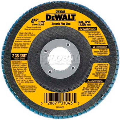 DeWalt DW8306 Flap Disc Type 29 4-1/2" x 7/8" 36 Grit Zirconia - Pkg Qty 10