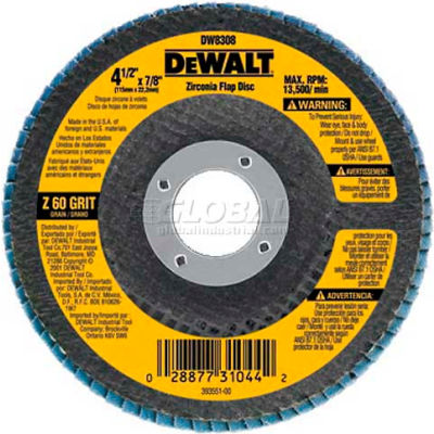 DeWalt DW8308 Flap Disc Type 29 4-1/2" x 7/8" 60 Grit Zirconia - Pkg Qty 10