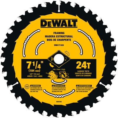 DeWALT® lames de scie circulaires, 24 dents, 7-1/4"Dia., 7000 rpm - Qté par paquet : 10
