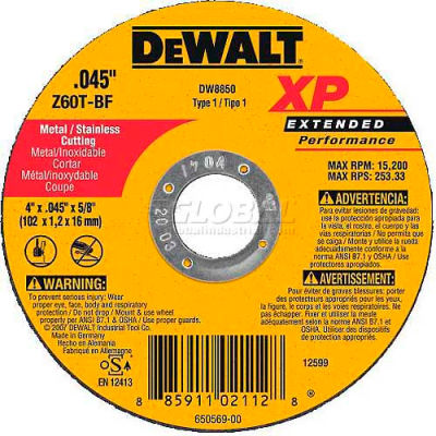 DeWalt DWA8054 Metal Cutting Wheel - 7" DIA.- .045" Thick Aluminum Oxide - Pkg Qty 25