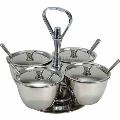Winco RS-4 4 Unit Relish Server, Holds 4 Canisters, Stainless Steel - Pkg Qty 6