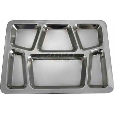 WINCO SMT-2 - 6 compartiment Mess plateau, 15-1/2" L, 11-1/2" W, inox, rectangulaire, Style B, qté par paquet : 24