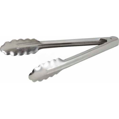 Winco UT-9 Utility Tong Coiled Spring, Coiled Spring, 9"L, Heavyweight Stainless Steel - Pkg Qty 12