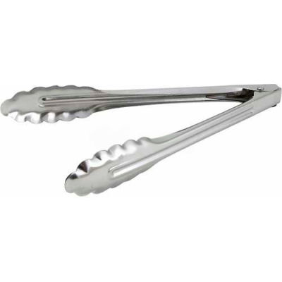Winco UT-9LT Utility Tong Coiled Spring, Coiled Spring, 9"L, Medium Weight Stainless Steel - Pkg Qty 12